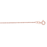 14K Rose Gold 1.1mm Singapore 20 Chain with Spring Ring Clasp