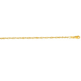 14K Yellow Gold 2.1mm Singapore 7 Chain Bracelet with Lobster Lock