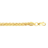 14K Yellow Gold 4.1mm Diamond Cut Lite Round Wheat 8 Chain Bracelet with Lobster Lock