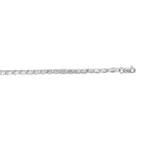 14K White Gold 3mm Heart 7 Chain Bracelet with Lobster Lock