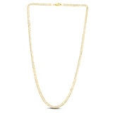 14K Yellow Gold 3.2mm White Pave Curb 22 Chain with Lobster Lock