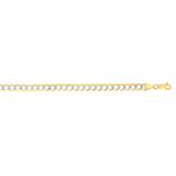 14K Yellow Gold 5.7mm White Pave Curb 8.5 Chain Bracelet with Lobster Lock