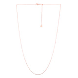 14K Rose Gold 1.1mm Adjustable Diamond Cut Cable 22 Chain with Lobster Lock