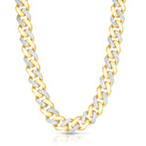 14K Yellow Gold 11.5mm Alternating White Pave Lite Miami Cuban 8.5 Bracelet