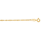 10K Yellow Gold 1.5mm Singapore 20 Chain with Spring Ring Clasp