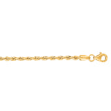 10K Yellow Gold 2.5mm Solid Diamond Cut Royal Rope 7 Chain Bracelet with Lobster Lock