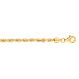 10K Yellow Gold 3.0mm Solid Diamond Cut Royal Rope 22 Chain with Lobster Lock