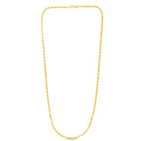 10K Yellow Gold 3.5mm Solid Diamond Cut Royal Rope 7 Chain Bracelet with Lobster Lock