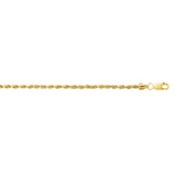 10K Yellow Gold 2.0mm Lite Rope 10 Chain Anklet with Lobster Lock