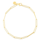 14K Yellow Gold 18 Lungo Paperclip Chain Necklace with Pear Shaped Lobster Clasp.