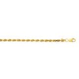 14K Yellow Gold 3.2mm 18 Diamond Cut Lite Rope Chain with Lobster Clasp