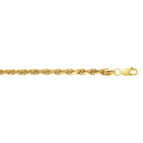 14K Yellow Gold 5mm 24 Diamond Cut Lite Rope Chain with Lobster Clasp