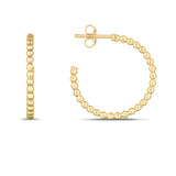 14K Yellow Gold Polished Bead C Hoops with Push Back Clasp
