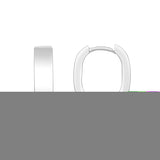 Silver Polished Round Hoop Earrings with Snap Clasp. Rhodium Plated.