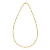 14K Tricolor Gold 18 3mm Pave Valentino Chain Necklace with Lobster Clasp
