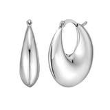 Silver Sculptural Crescent Hoops with Hinged Clasp