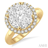 2 Ctw Lovebright Round Cut Diamond Engagement Ring in 14K Yellow and White Gold