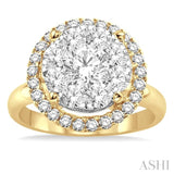 2 Ctw Lovebright Round Cut Diamond Engagement Ring in 14K Yellow and White Gold