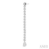 1 1/4 Ctw Lovebright Pear Shape Dangle Tip Round Cut Diamond Fashion Long Earrings in 14K White Gold