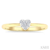 1/10 Ctw Lovebright Petite Heart Shape Round Cut Diamond Fashion Ring in 10K Yellow Gold
