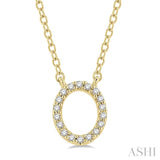 1/20 Ctw Initial 'O' Round Cut Diamond Pendant With Chain in 10K Yellow Gold