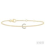 1/20 Ctw Initial 'C' Round Cut Diamond Bracelet in 10K Yellow Gold