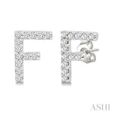 1/10 Ctw Initial 'F' Single Cut Diamond Earrings in 10K White Gold