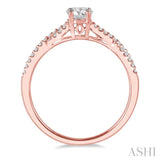 3/8 Ctw Diamond Engagement Ring with 1/4 Ct Round Cut Center Stone in 14K Rose Gold