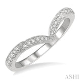 1/6 Ctw V-Shape Center Round Cut Diamond Wedding Band in 14K White Gold