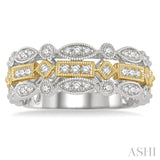 3/8 Ctw Two Tone Geometric Rows Round Cut Diamond Fashion Band in 14K White and Yellow Gold