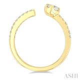 3/8 Ctw Heart-Shaped and Round Cut Diamond Open Fashion Ring in 14K Yellow Gold