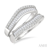 1 1/10 Ctw Baguette and Round Cut Diamond Insert Ring in 14K White Gold