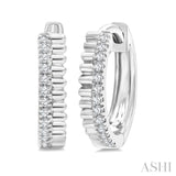 1/10 Ctw Fluted Round Cut Diamond Petite Huggie Earrings in 10K White Gold