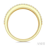 3/8 Ctw Twin Row 1.50MM Round Cut Ruby and Round Cut Diamond Border Precious Fashion Band in 14K Yellow Gold