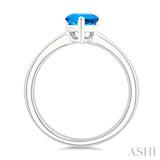 8X5 MM Pear Cut Blue Topaz Semi-Precious Solitaire Ring in 14K White Gold