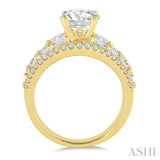 1 1/3 Ctw Diamond Semi-Mount Engagement Ring in 14K Yellow Gold