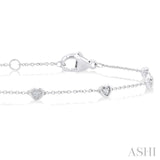 1/10 Ctw Petite Heart Round Cut Diamond Station Bracelet in 10K White Gold