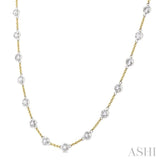 3 Ctw Bezel Set Round Cut Diamond Station Necklace in 14K Yellow and White Gold