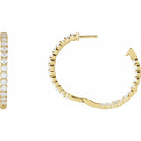 14K Yellow Gold 4 CTW Lab-Grown Diamond Inside-Outside Hinged 36 mm Hoop Earrings