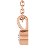 14K Rose Gold .06 CT Natural Diamond Bezel-Set Solitaire 16-18" Necklace