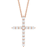 14K Rose Gold 1/2 CTW Natural Diamond Cross 16-18" Necklace