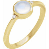 14K Yellow Gold Natural Rainbow Moonstone & .03 CTW Natural Diamond Ring