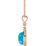 14K Rose Gold 6 mm Natural Turquoise & .03 CT Natural Diamond Cabochon 16-18" Necklace