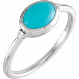 14K Yellow Gold Natural Turquoise & .03 CTW Natural Diamond Ring