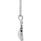 14K White Gold 12x10 mm Natural White Opal & .03 CT Natural Diamond 16-18" Necklace