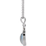 14K White Gold 10x8 mm Natural Rainbow Moonstone & .03 CT Natural Diamond 16-18" Necklace
