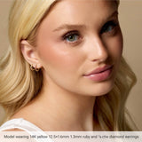 Platinum Lab-Grown Ruby Hinged 12.5 mm Hoop Earrings