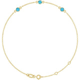 14K Yellow Gold Natural Aquamarine Bezel-Set Three-Stone 6 1/2-7 1/2" Bracelet