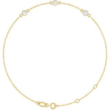 14K Yellow Gold 1/4 CTW Natural Diamond Bezel-Set Three-Stone 6 1/2-7 1/2" Bracelet