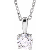 14K White Gold 1 CT Natural Diamond 18" Necklace